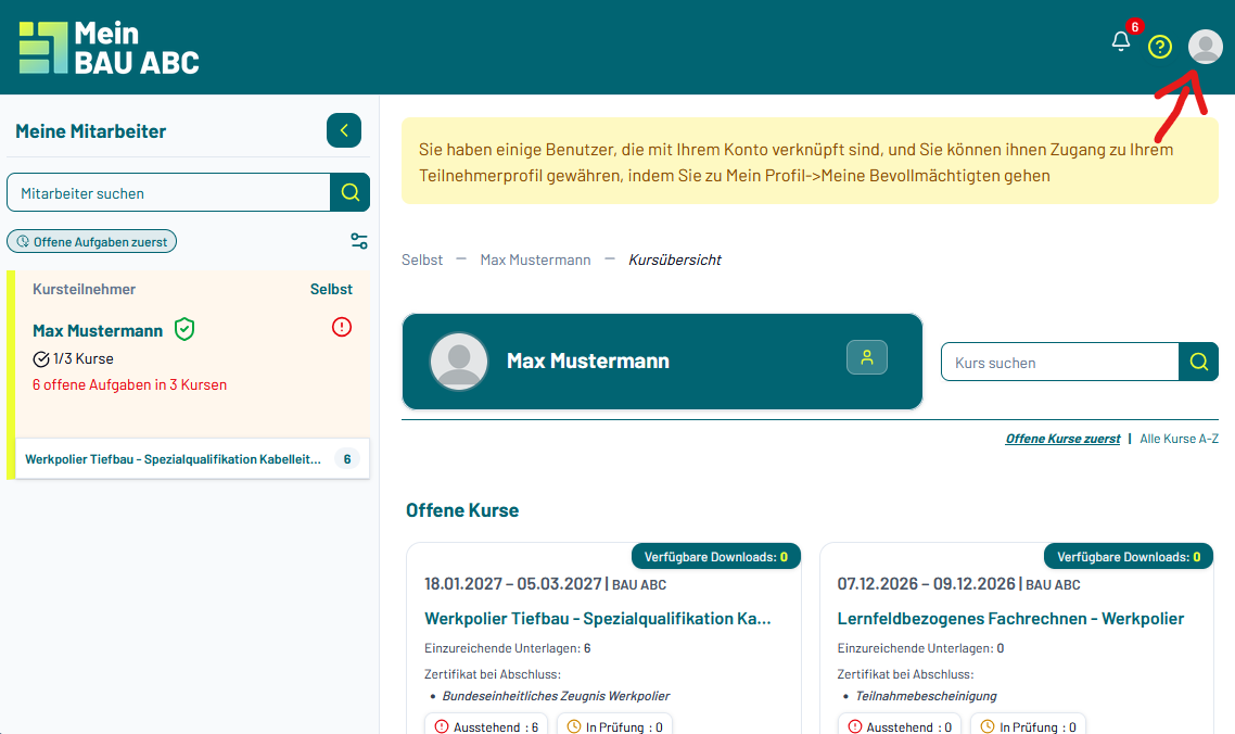 Benutzer-Icon öffnen
